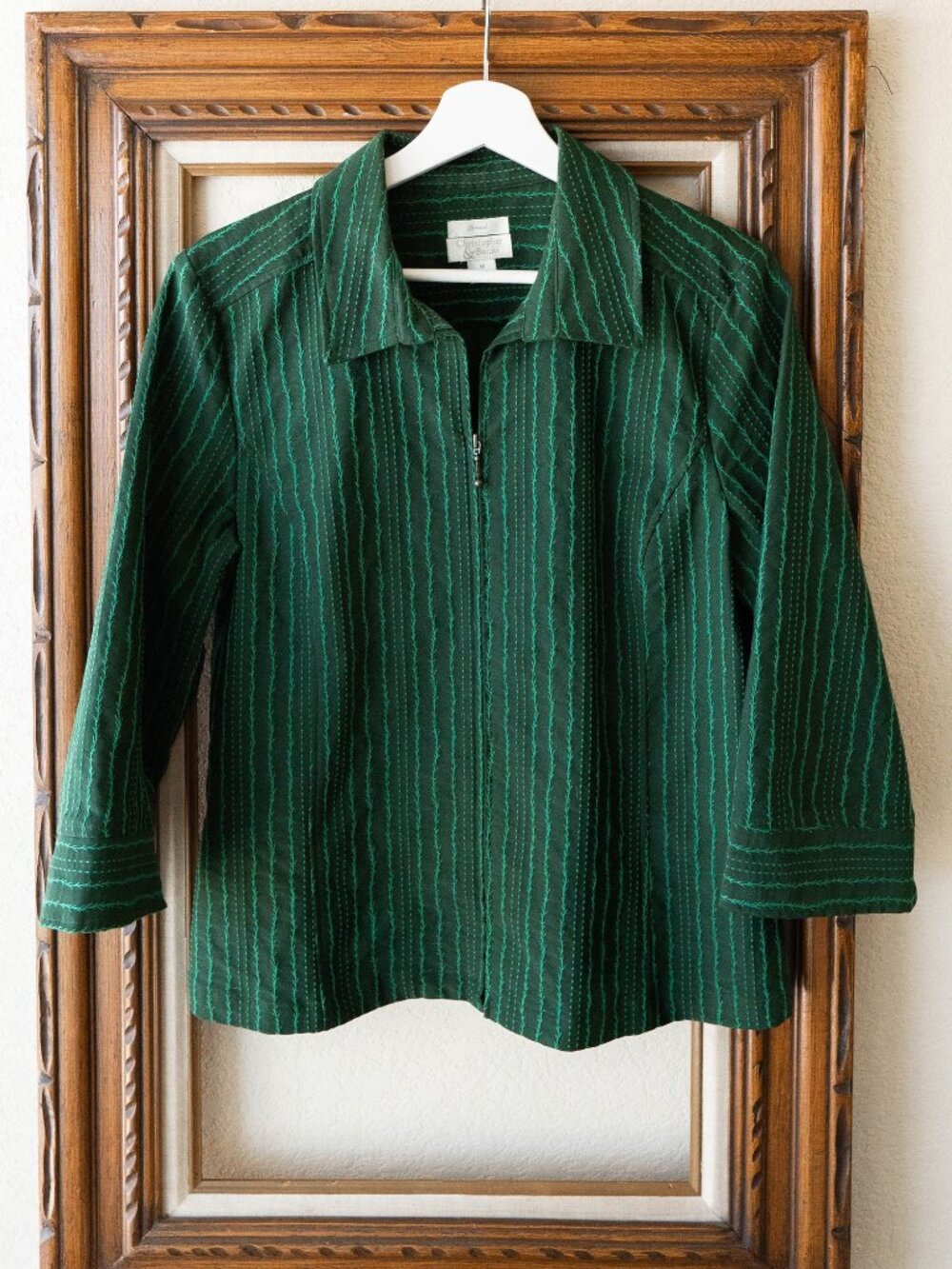 Christopher & Banks Green Zip-Up Top | Size M Stretch Lightweight Jacket